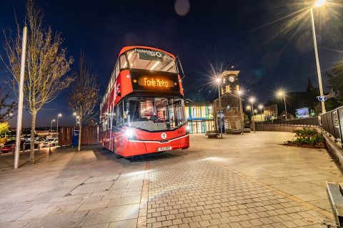 Night bus at railway station