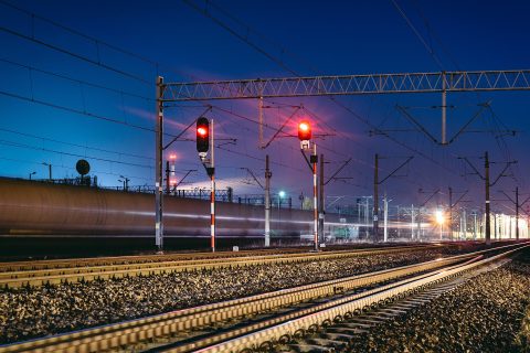 Railway at night