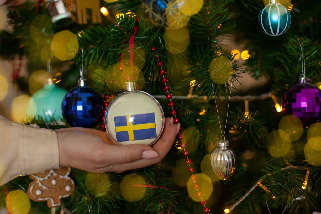 Swedish flag on Christmas ornament