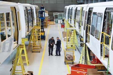 A train manufacturing plant