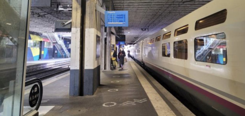 Renfe train in a French Station