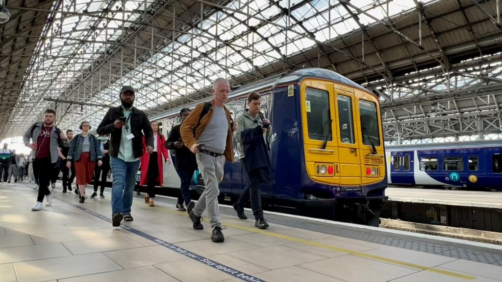 Platform and passengers at Manchester Piccadilly