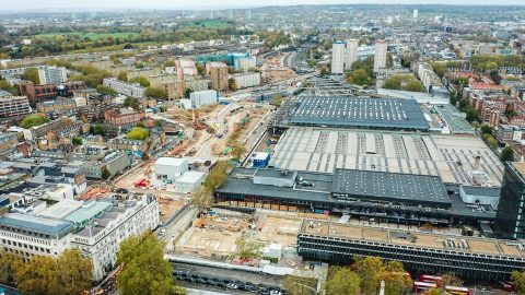 Overhead shot of Euston HS2 site