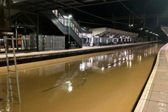 Flooding at Northampton station after River Nene burst banks.