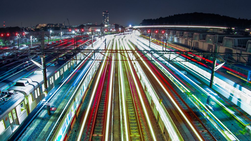 railway at night