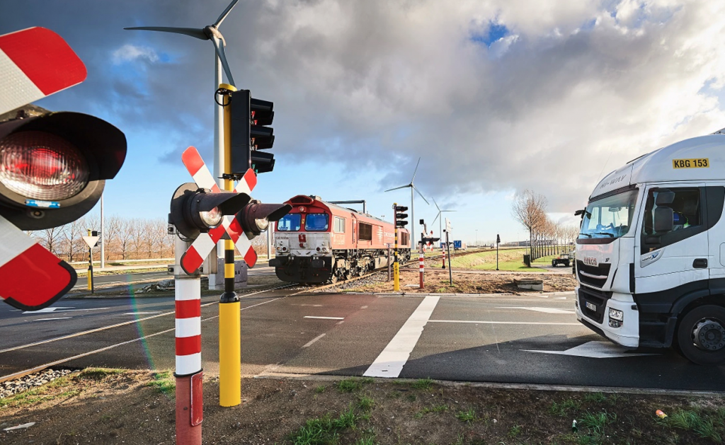 Een spoorwegovergang in België, foto: Infrabel