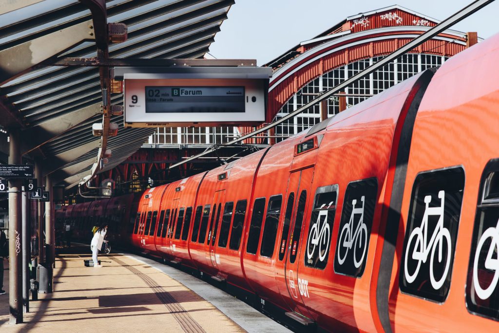 DSB train at the Copenhagen central station.