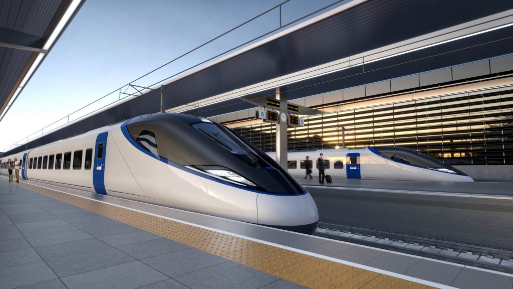 HS2 train by artist impression