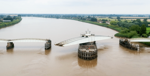 the 154-year-old Goole Swing Bridge in the west of Yorkshire, northern England