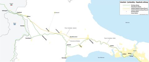 A map of the Istanbul Kapikule railway, known as the Silk Railway project.