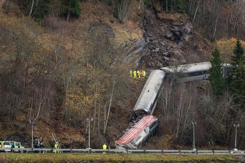 The train derailment along the Nordland Line in Norway.