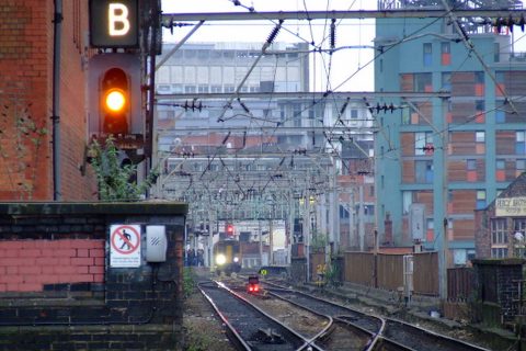 Congested view of the Castlefield Corridor in Manchester