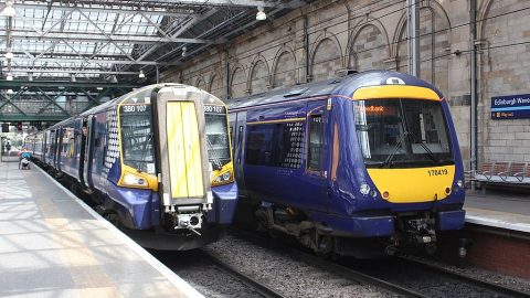 ScotRail trains at Edinburgh railway station, source: Wikipedia