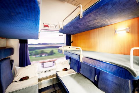 The inside of a European Sleeper train.